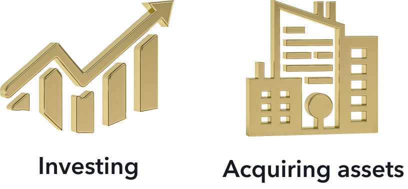 Investing icon, acquiring assets icon